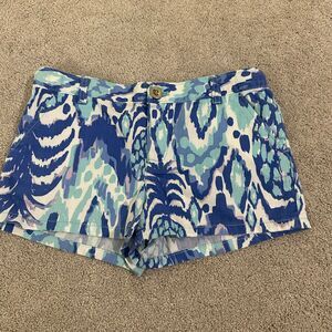Lilly Pulitzer girls 12 shorts blue tropical ikat pattern